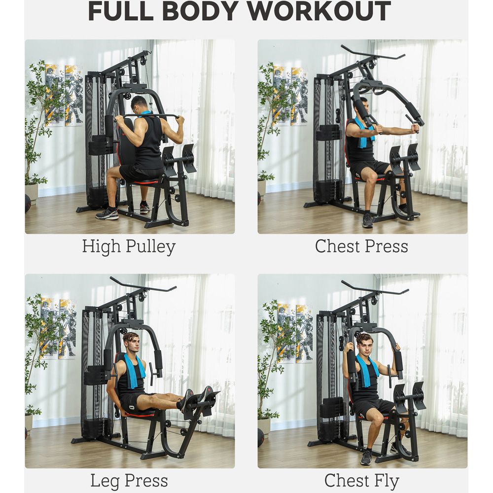 SPORTNOW Multi Exercise Compact Gym Workout Station with Weight Stack Image 4