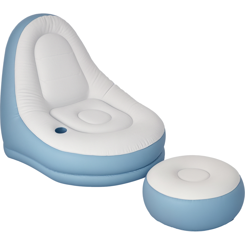Outsunny White Inflatable Chair with Footstool Image 1