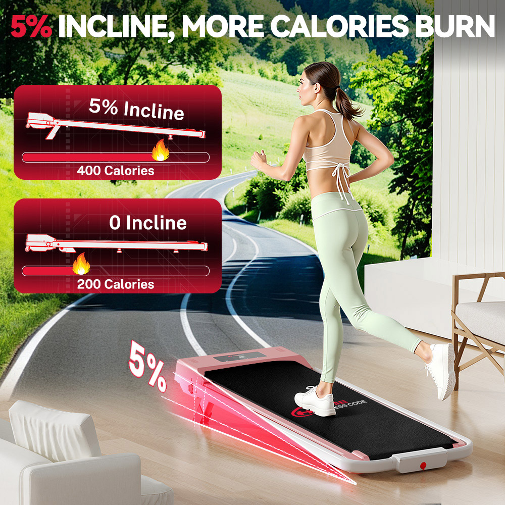 Rattrix Pink Manual Incline Foldable Treadmill Image 4