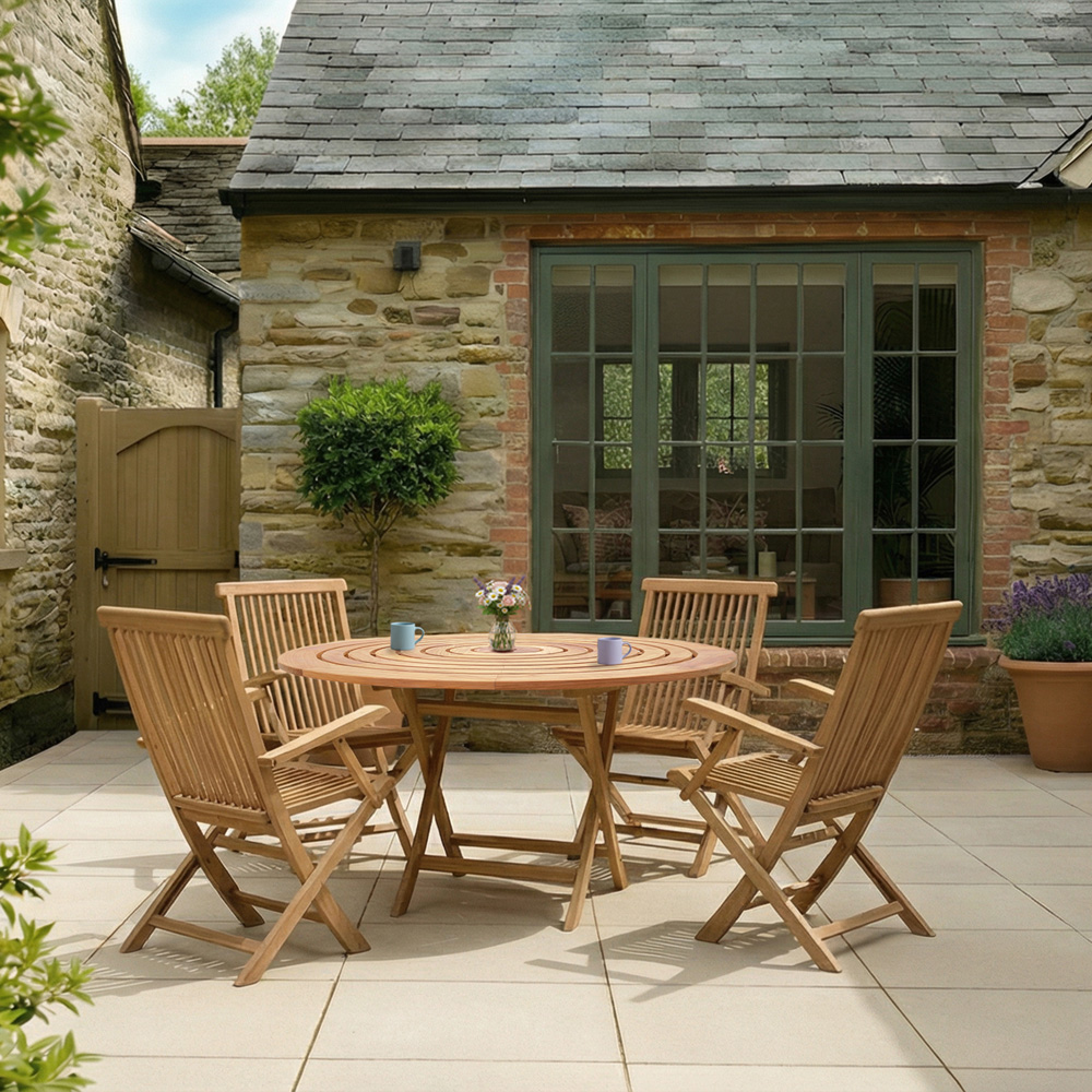 Charles Bentley 4 Seater Teak Wood Round Dining Table Image 7