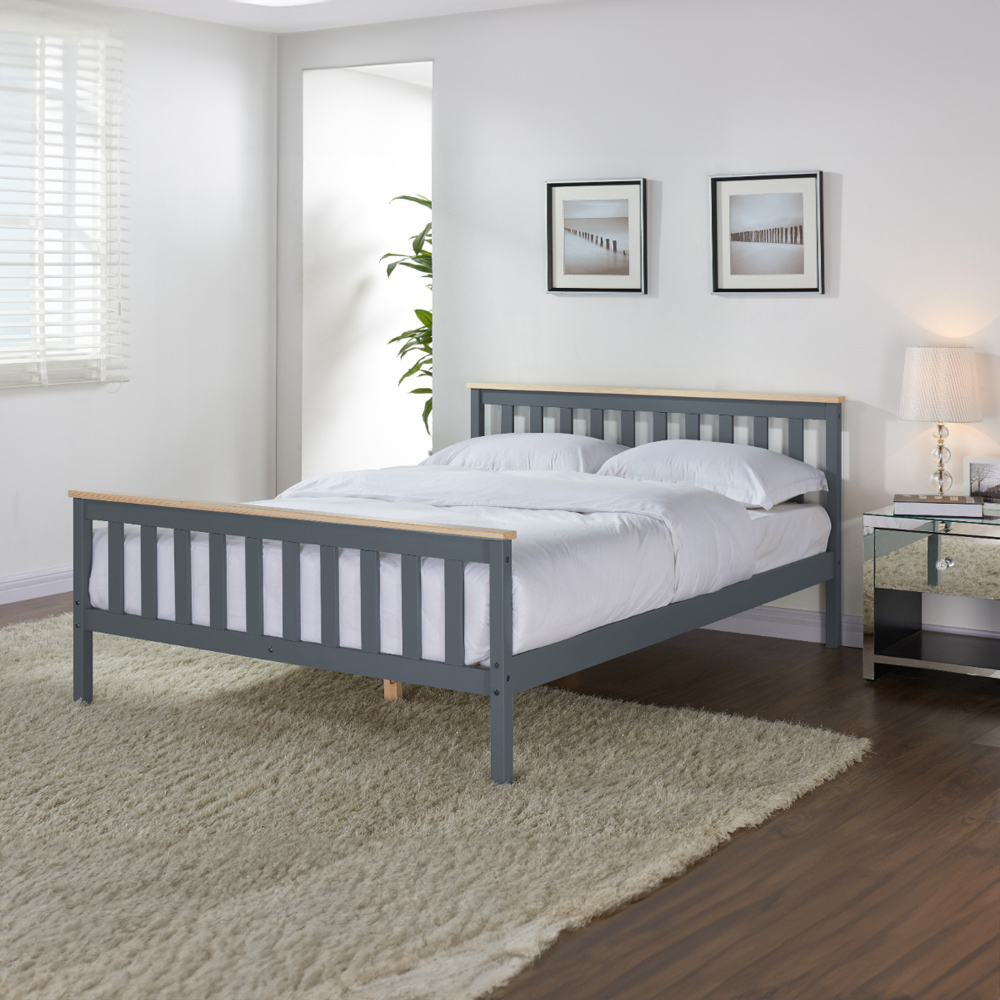 Home Detail Woodford Double Grey and Oak Wooden Bed Image 4