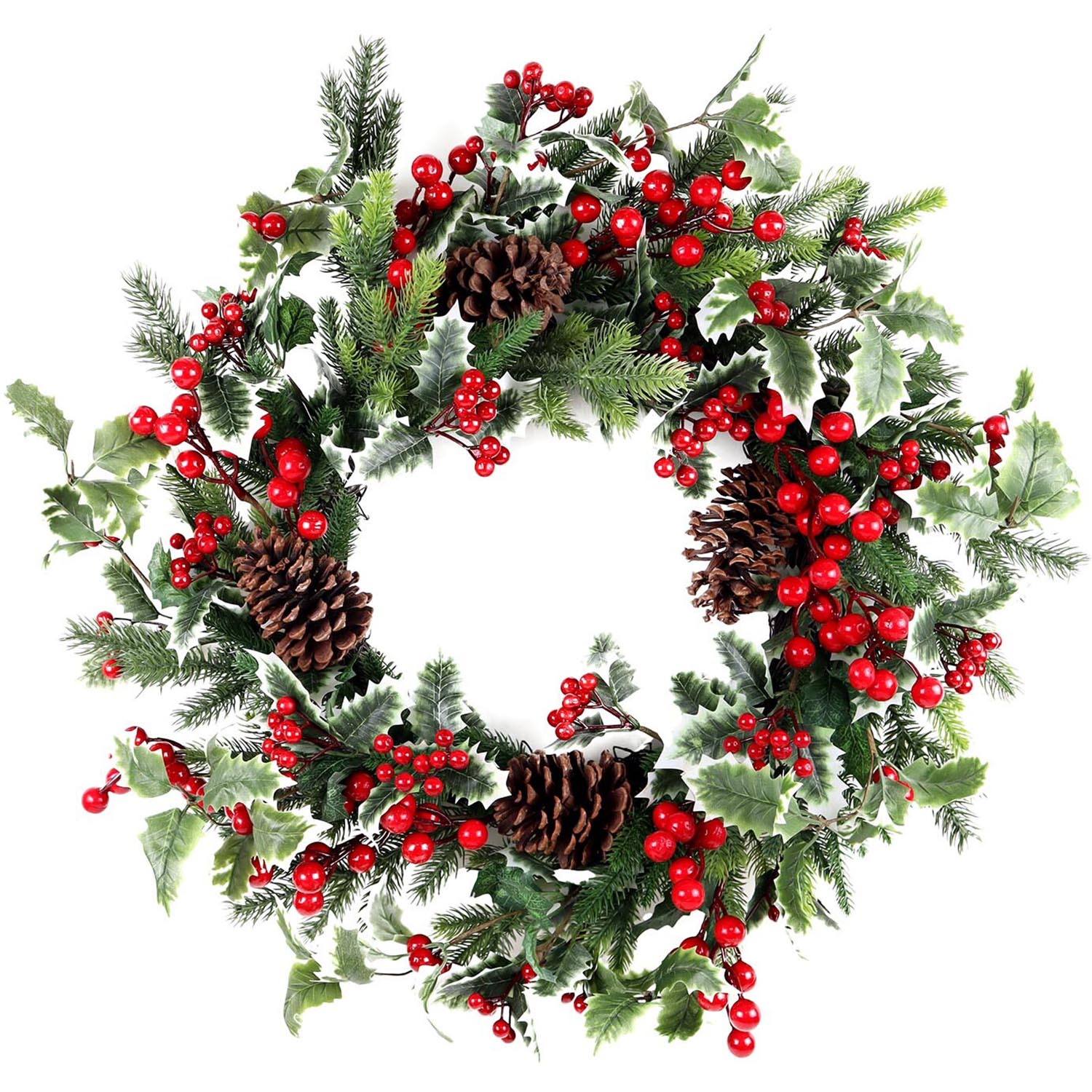 Holly and Red Berry Christmas Wreath Image