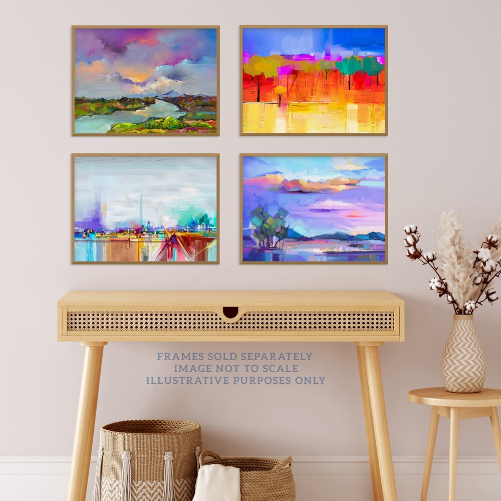 Wee Blue Coo Bright Coastal Landscape Abstract Oil Painting Wall Art Print 30 x 41cm 4 Pack Image 2