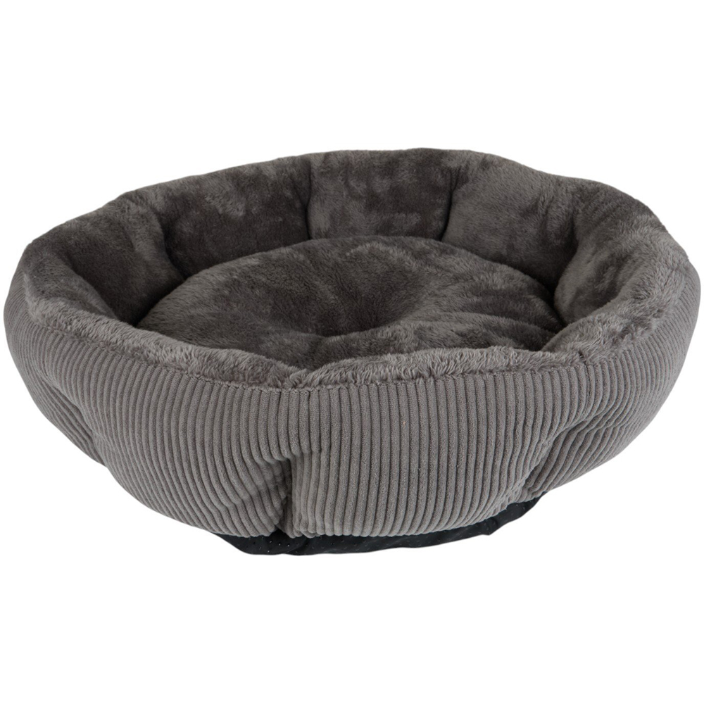 Round Corduroy Pet Bed Grey Large Image 4