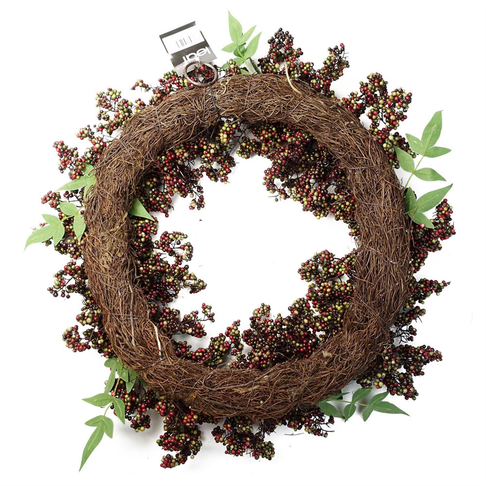 Leaf Black Berry Hanging Artificial Wreath 55cm Image 4
