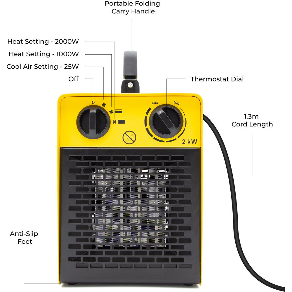 Benross Yellow Industrial Fan Heater 2000W Image 3