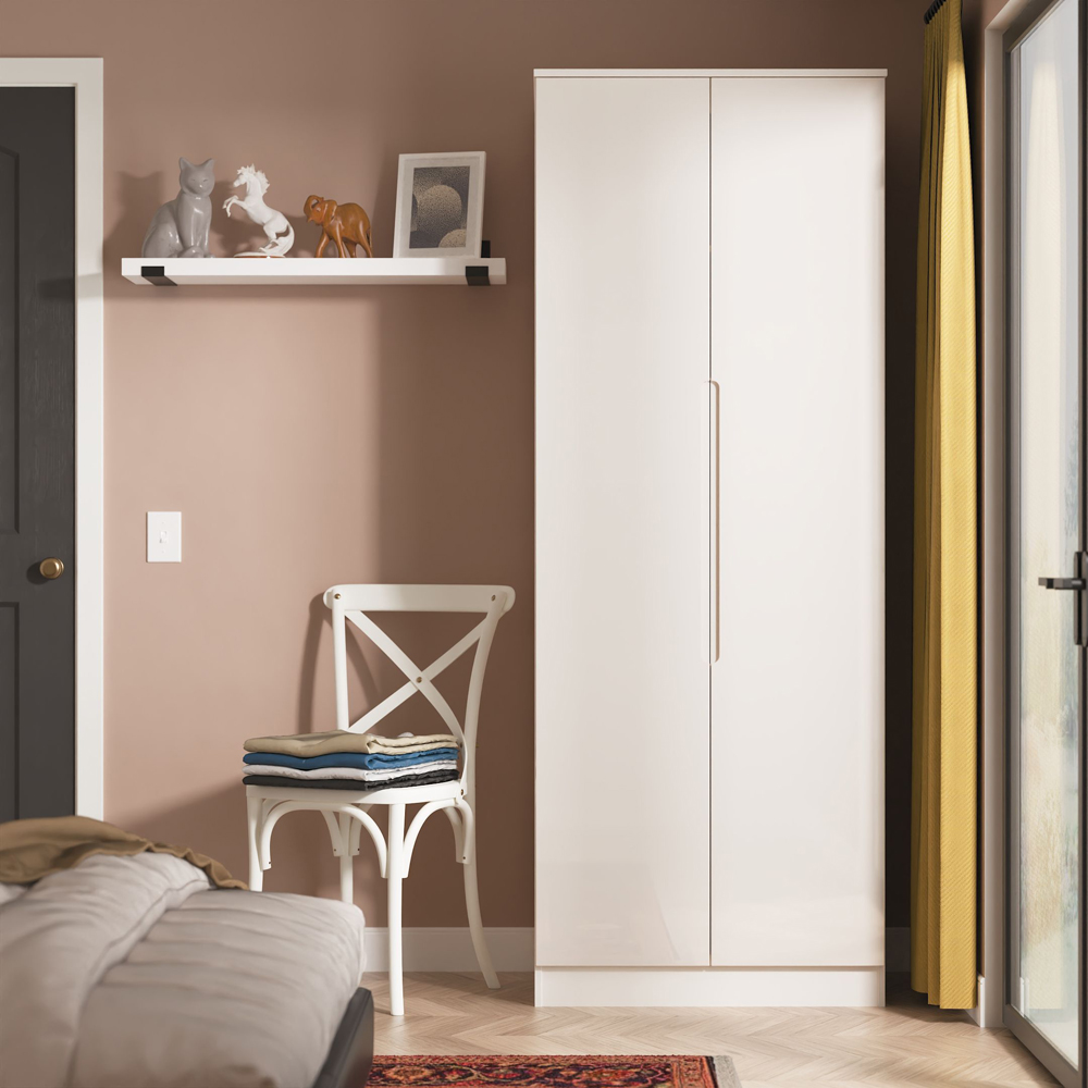 Crowndale Milan 2 Door Kashmir Gloss and Kashmir Tall Wardrobe Ready Assembled Image 8