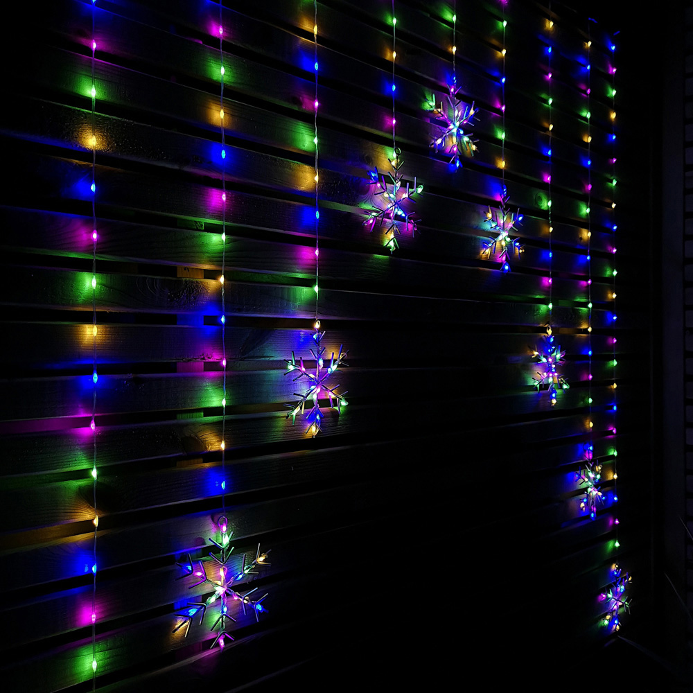 Samuel Alexander 320 Multicolour LED Snowflake Curtain Lights Image 6