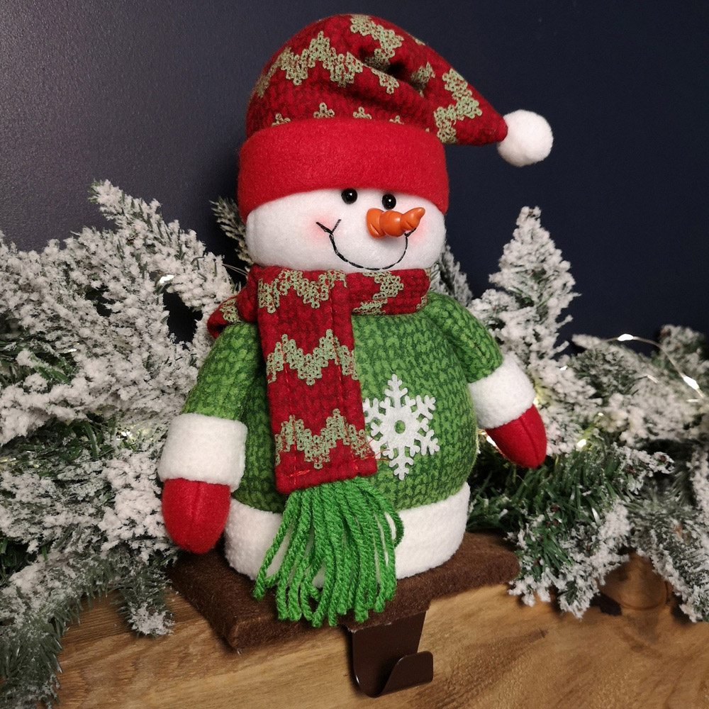 Samuel Alexander Red Plush Christmas Snowman Stocking Holder 28cm Image 2