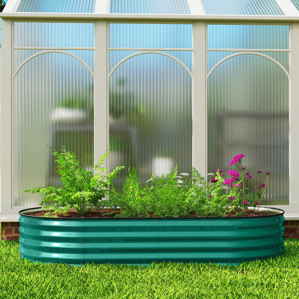 Outsunny Light Green Galvanised Raised Garden Bed  180 x 90 x 30cm Image 7