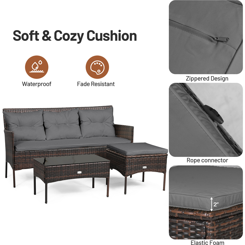 Costway 4 Seater Rattan Patio Bistro Set Grey Image 6