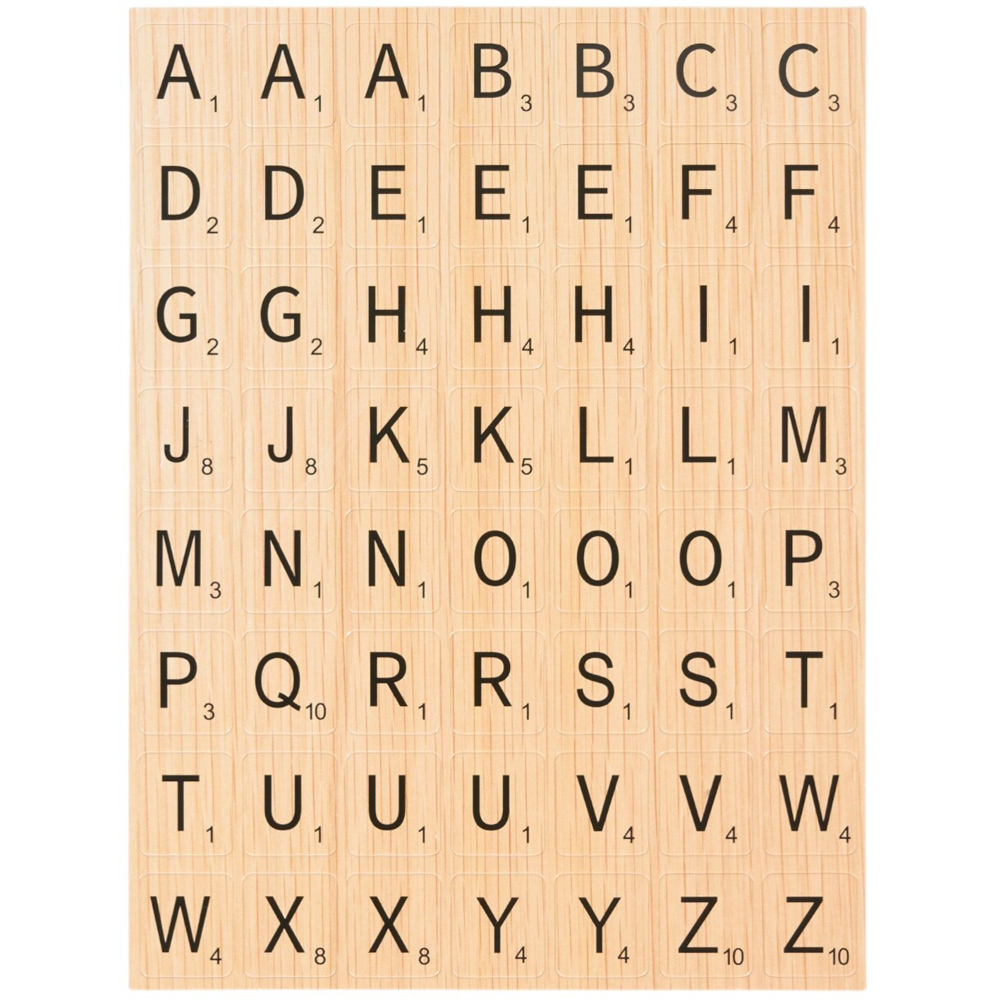 Pack of 2 Wood Effect Tile Alphabet Stickers Natural Image 3