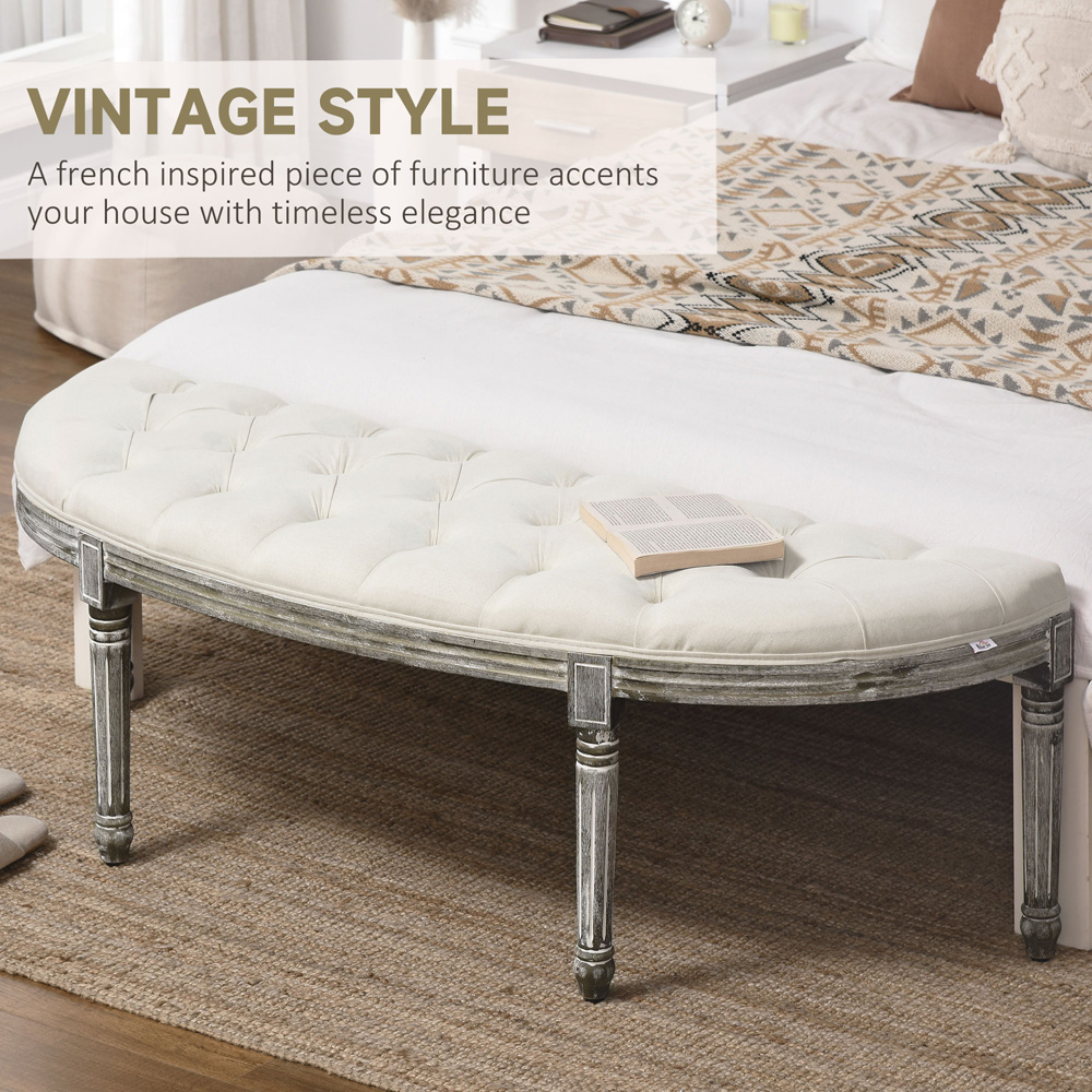 Portland Cream White Half-Circle Bench Image 5