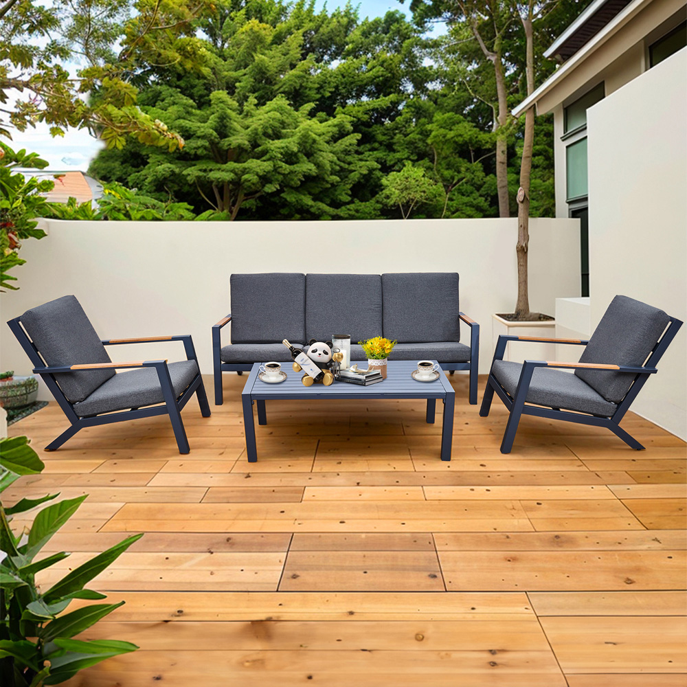 Oseasons Malibu 5 Seater Grey Aluminium Lounge Set Image 3