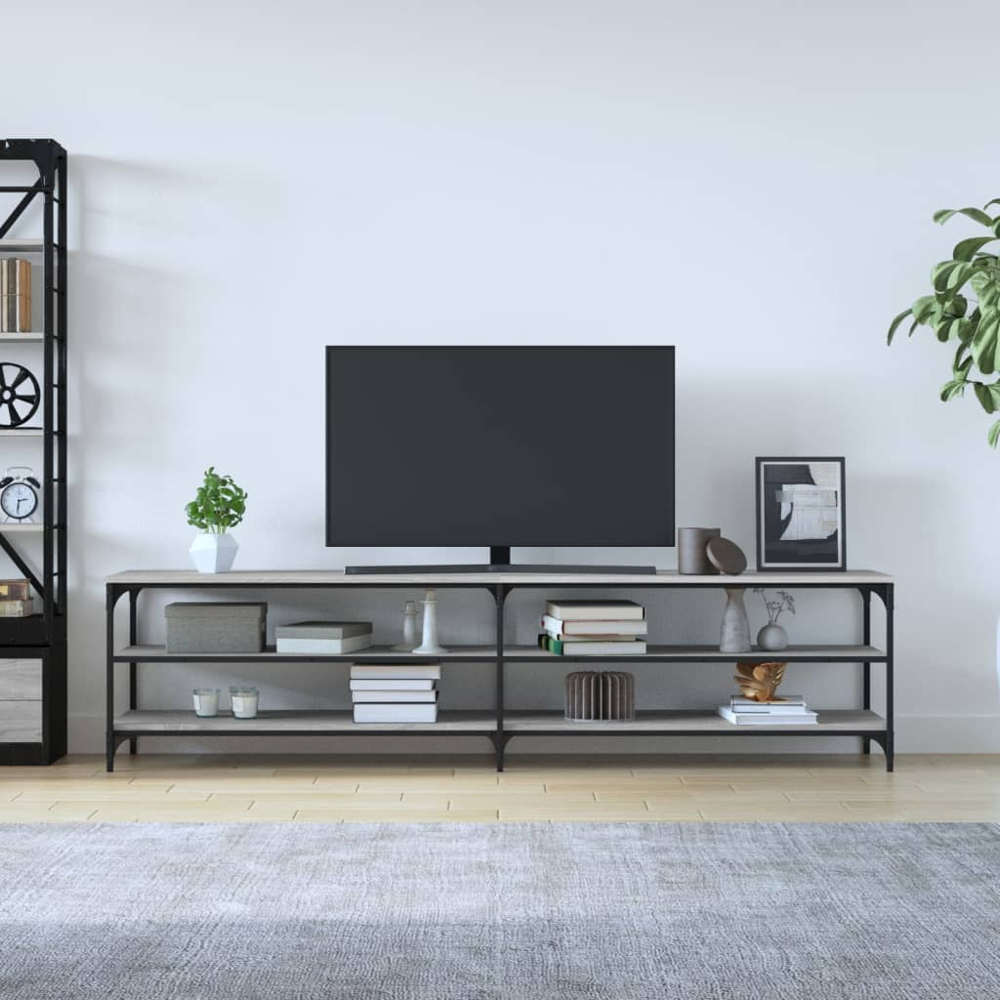 vidaXL 2 Shelf Grey Sonoma TV Cabinet Image 8