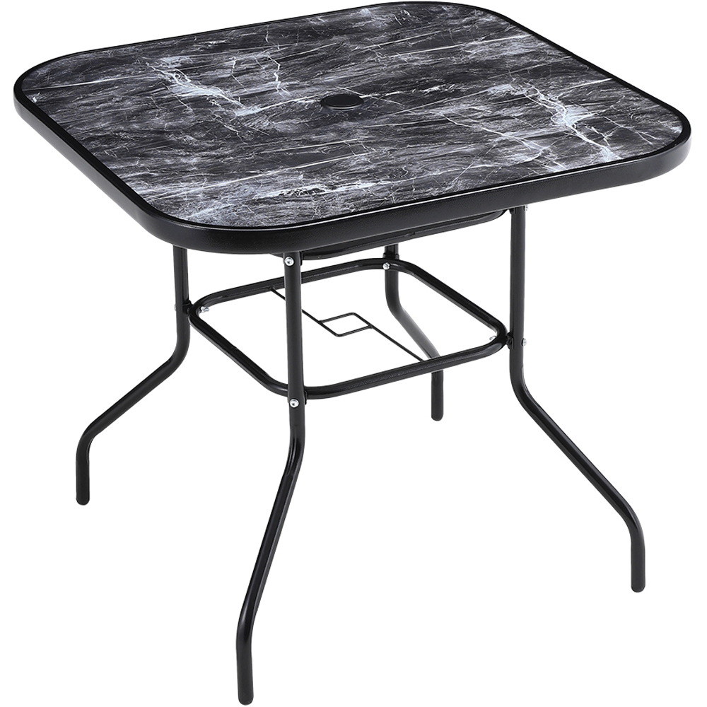 Living and Home Wicker 4 Seater Black Marble Square Dining Set Image 3