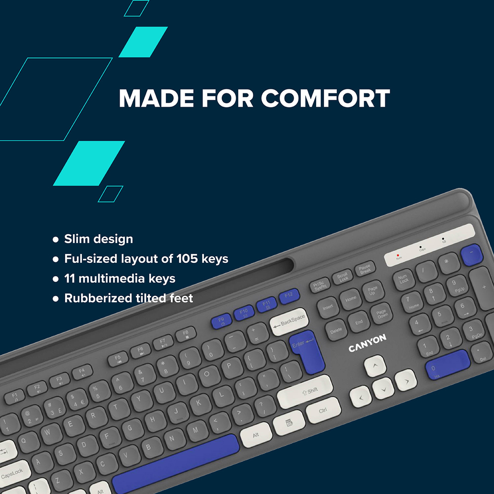 Canyon HSET-W5 White Wireless Keyboard and Mouse Set Image 4