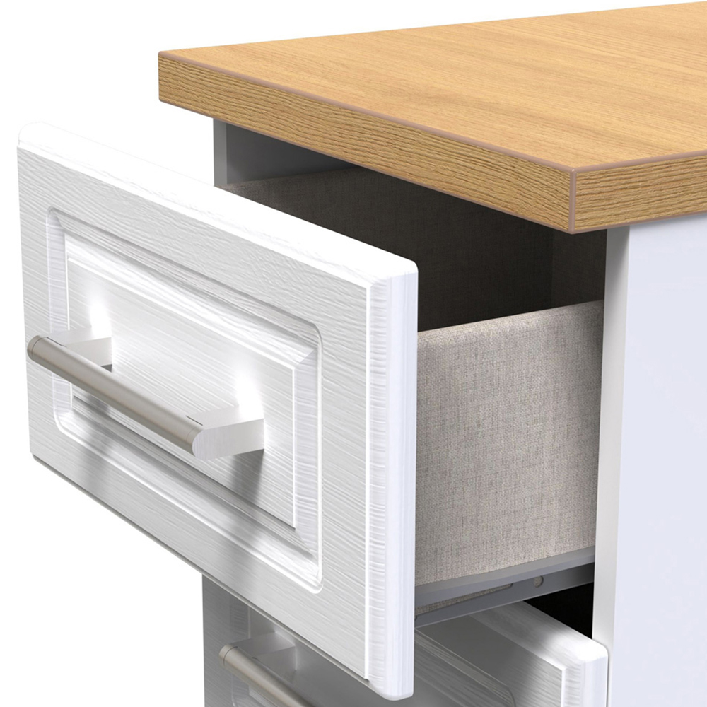 Crowndale Kent 5 Drawer White Ash and Modern Oak Tall Bedside Cabinet Ready Assembled Image 6