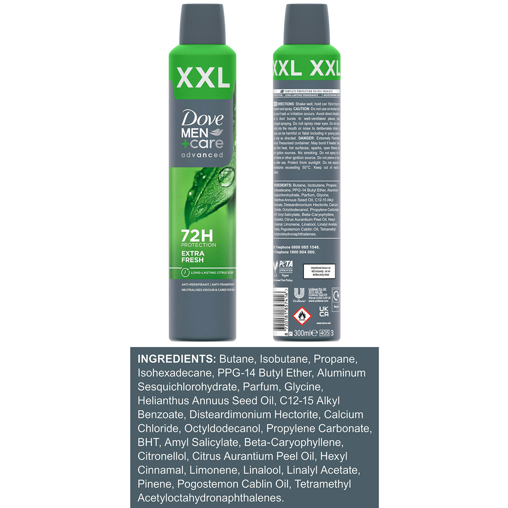 Dove Men+Care Advanced XXL Antiperspirant Aerosol Deo Extra Fresh 300ml 6 Pack Image 8