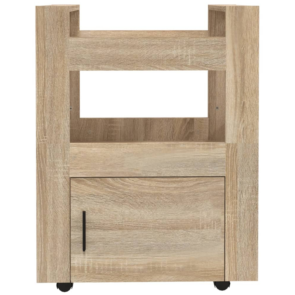 vidaXL Single Door 2 Shelf Sonoma Oak Kitchen Trolley Image 3
