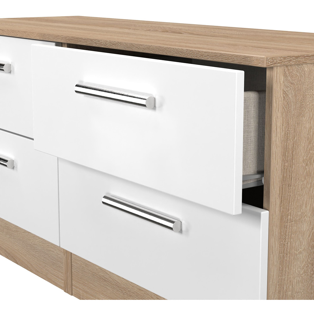 Crowndale Contrast 4 Drawer White Matt and Bardolino Oak Bed Box Ready Assembled Image 6