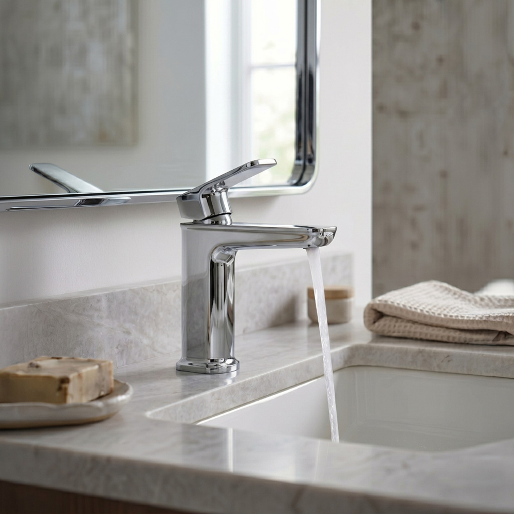 Go Bathrooms Dara Chrome Mono Basin Mixer Tap with Pop-Up Waste Image 2