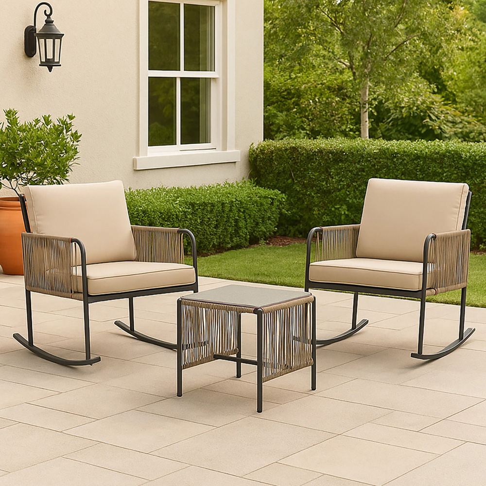 Teamson Home 2 Seater Rocking Chair Conversation Set with Cushions | Wilko