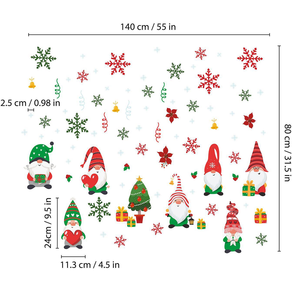 Walplus Gnomes with Colourful Snowflakes Self Adhesive Christmas Wall Sticker 85 Piece Image 5