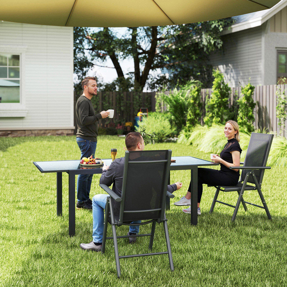 Outsunny Dark Grey Folding Chair with Breathable Mesh Fabric Seat Set of 2 Image 3