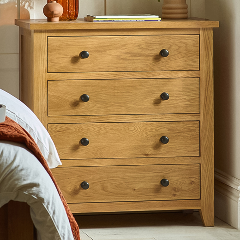 Julian Bowen Marlborough 4 Drawer White Oak Chest of Drawers Image 1