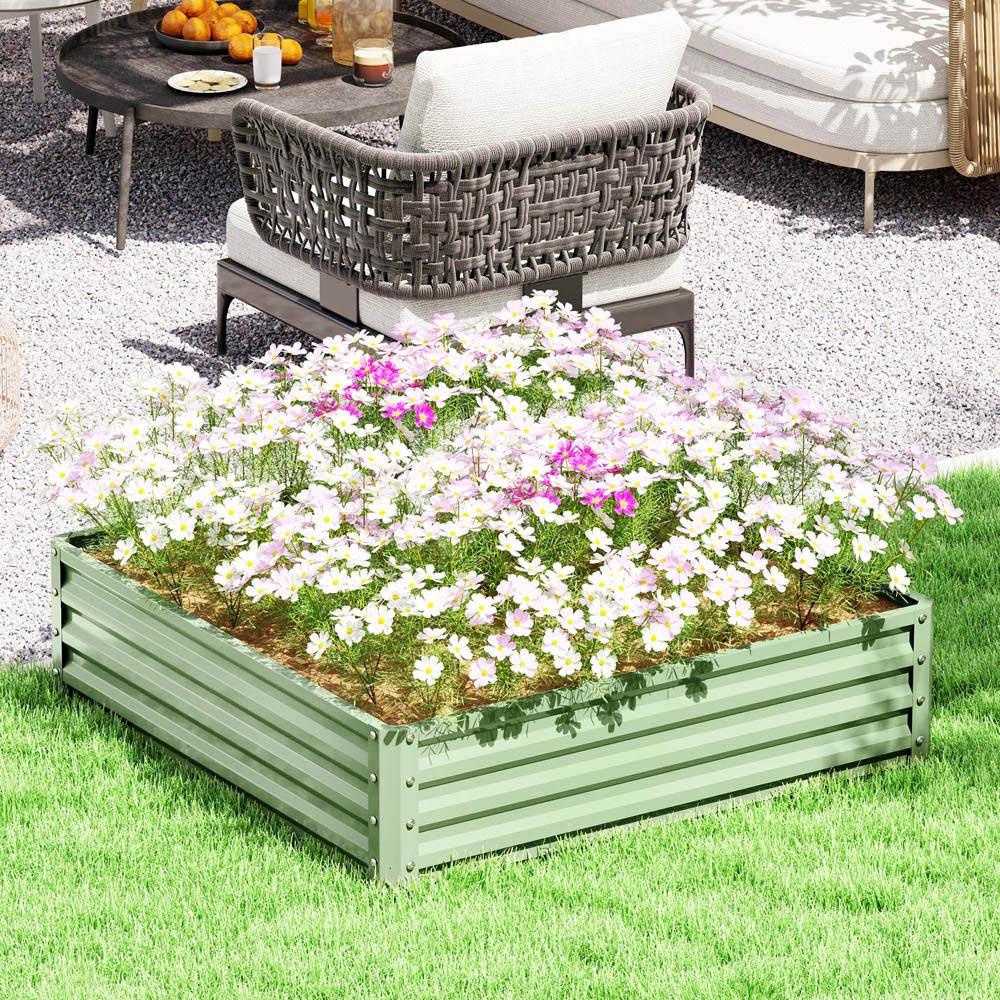 Outsunny Light Green Metal Raised Garden Bed 120 x 120cm Image 2