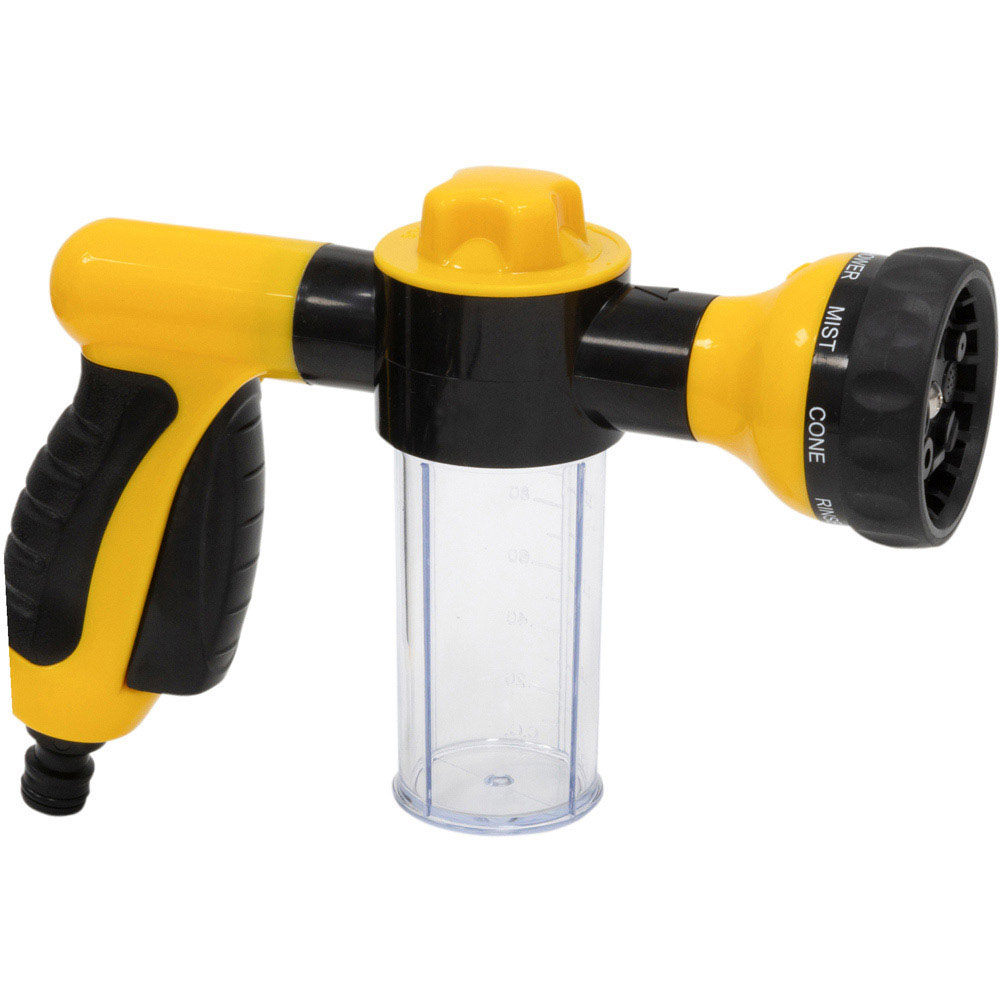 wilko Yellow 8 Mode Garden Hose Spray Gun with AntiSlip Handle Wilko