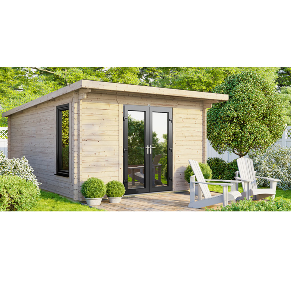 Power Sheds 12 x 14ft Centre Double Door Pent Log Cabin Image 9