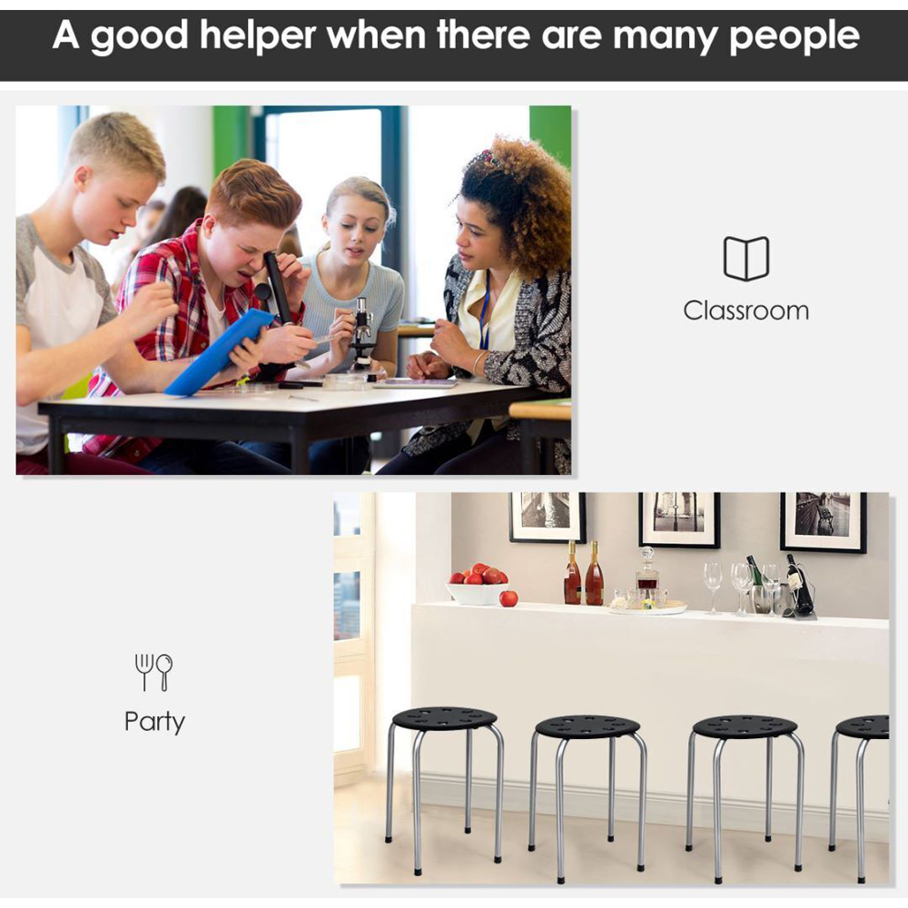 Costway Set of 6 Grey Stackable Dining Chairs Image 7