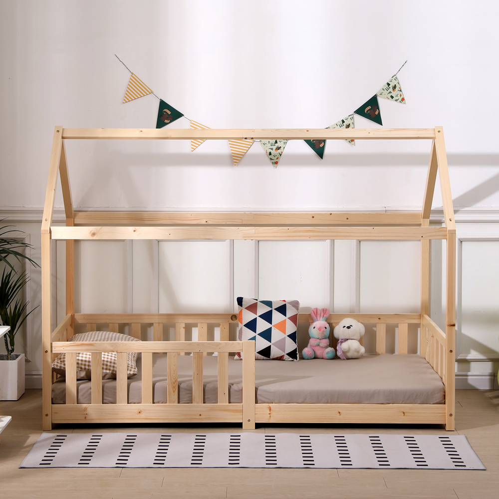 Portland Wood House Natural Kids Bed Frame Image 7