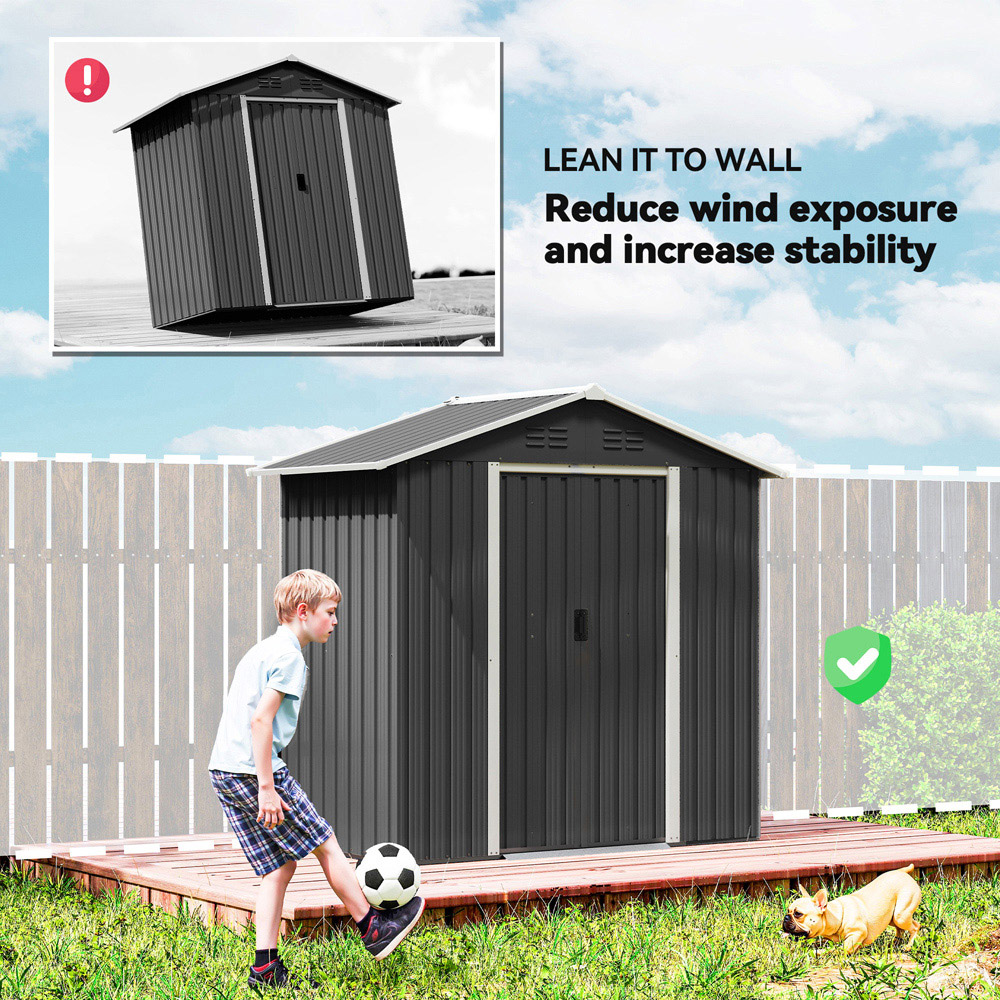 Outsunny 6 x 3.2ft Dark Grey Galvanised Steel Garden Storage Shed Image 8