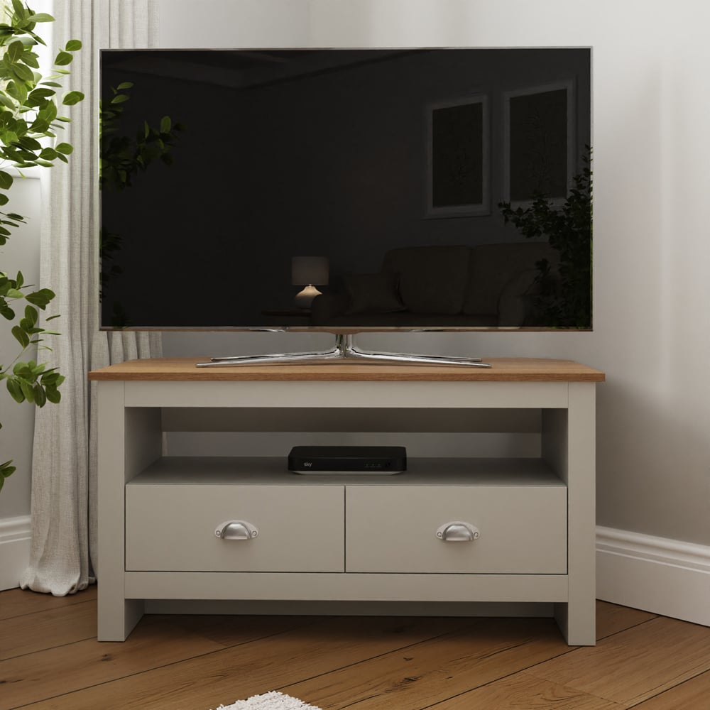 GFW Lancaster 2 Drawer Grey Corner TV Unit Image 8