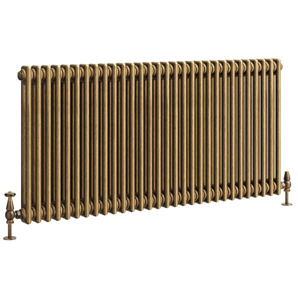 Go Bathrooms Traditional Antique Brass 2 Column Radiator 600 x 1370mm Image 1