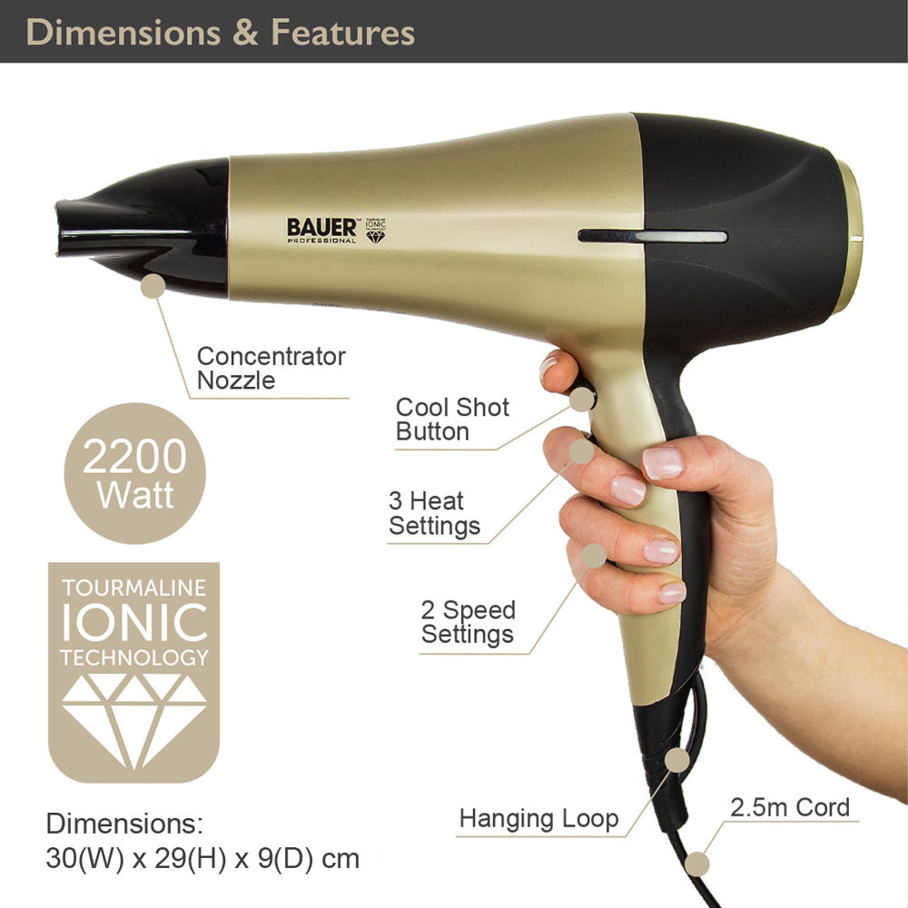 Bauer Tourma Pro Ionic Hair Dryer Image 6