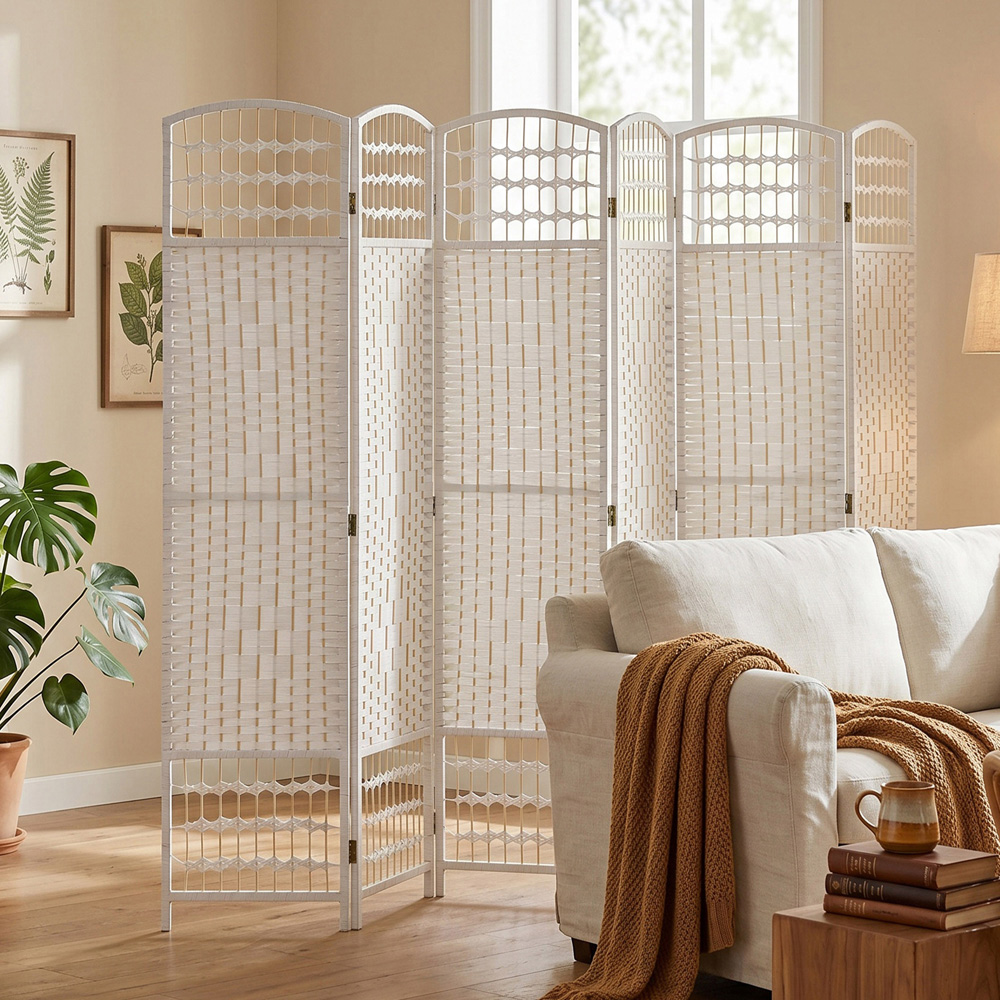 HOMCOM 6 Panel White Folding Freestanding Privacy Screen Image 8
