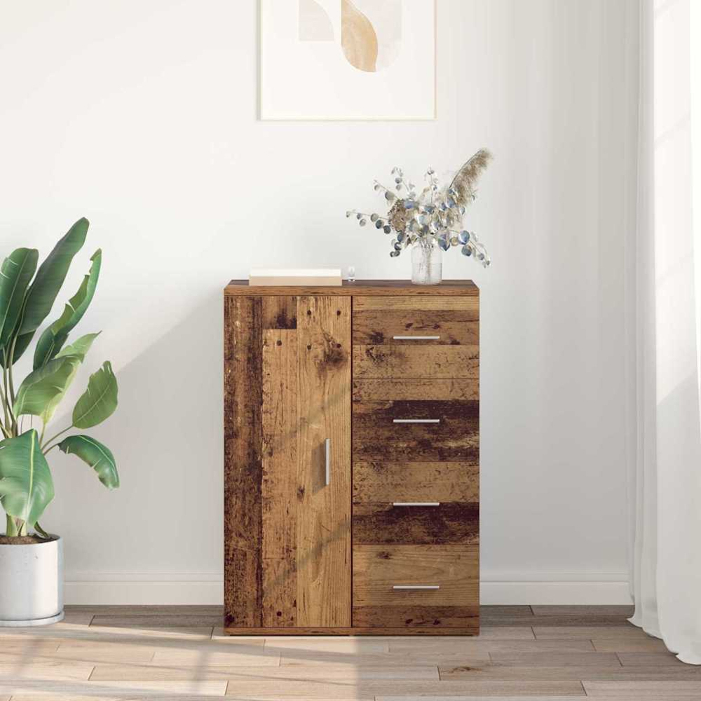 vidaXL Single Door 4 Drawer Dark Brown Sideboard Image 4
