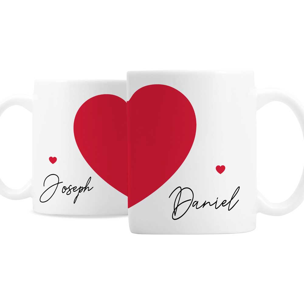 Personalised Memento Personalised Two Hearts Mug Set Image 1