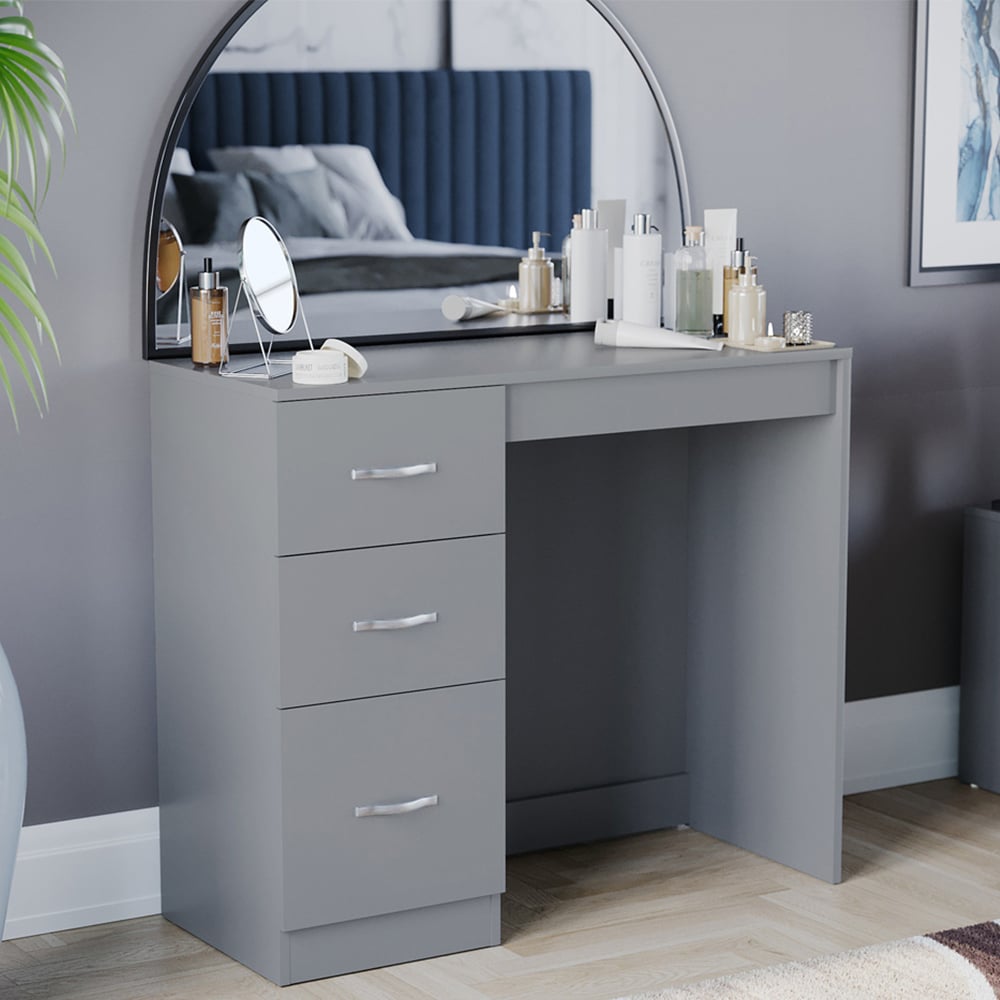 Vida Designs Riano 3 Drawer Grey Dressing Table Image 1