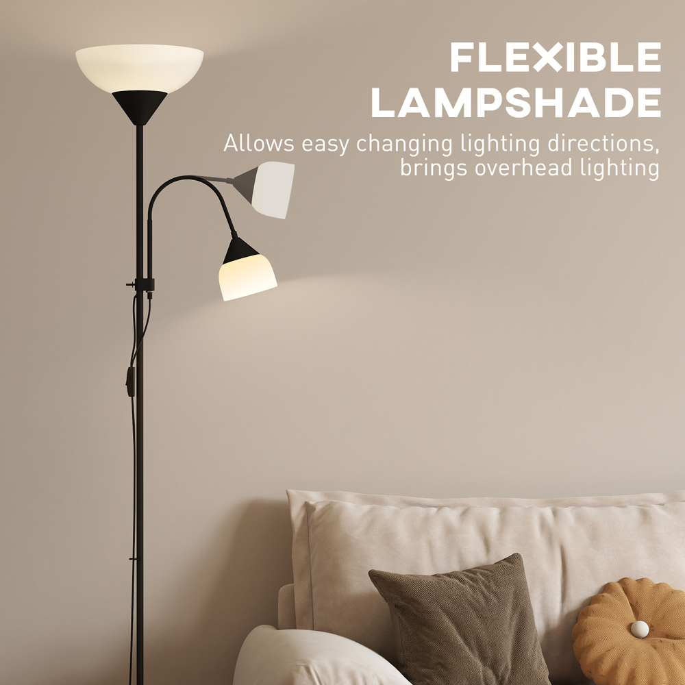 HOMCOM 2 Way Black Mother Child Floor Lamp with 3 Colour Temperatures Image 6