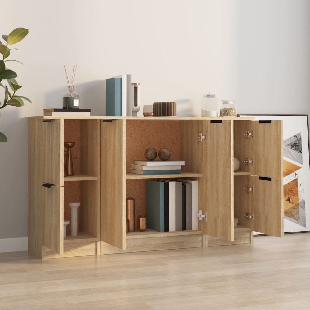 vidaXL 6 Door Sonoma Oak Sideboard 3 Piece Image 9