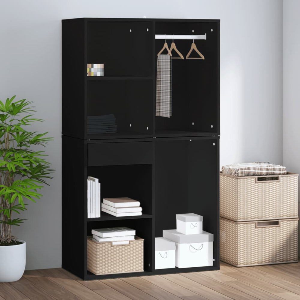 vidaXL 3 Shelf Black Engineered Wood Dressing Cabinet Image 7