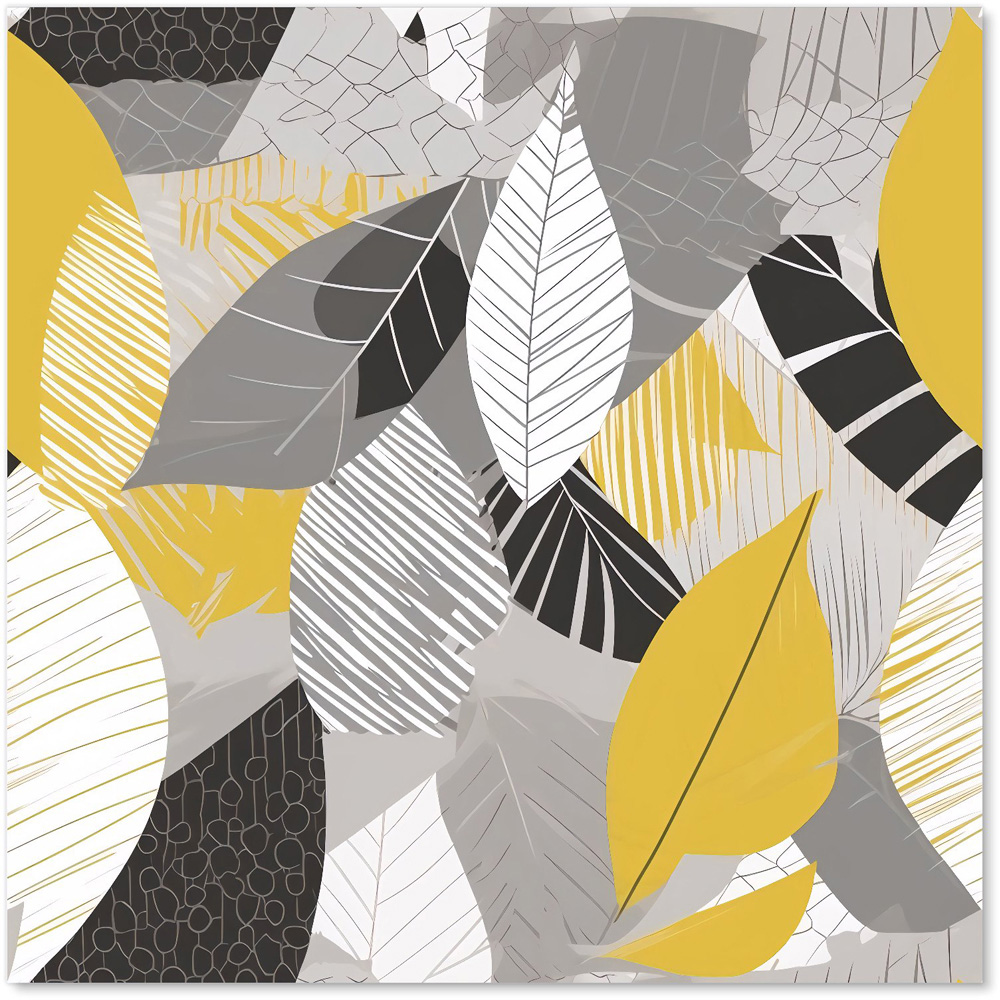 Warren Reed Designer Grey and Yellow Autumn Leaves Glass Kitchen Splashback 60 x 60cm Image 2
