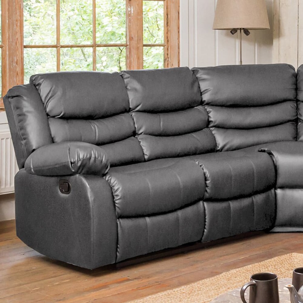 Brooklyn 5 Seater Grey Corner Manual Recliner Sofa Image 2