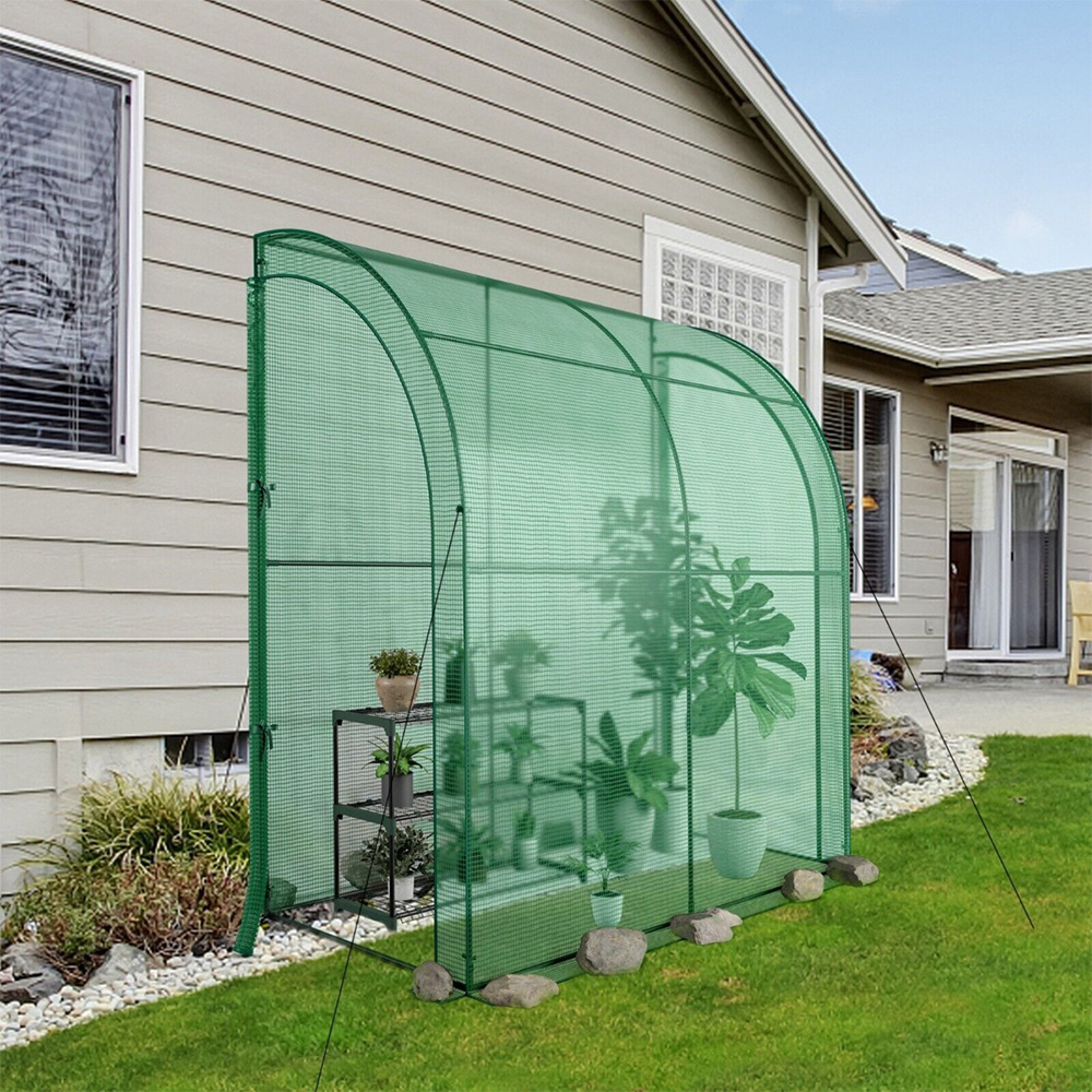 Costway Green 7 x 3ft Walk in Greenhouse with Plant Stand Image 2