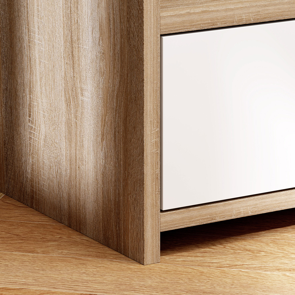 Portland Single Drawer 3 Shelf Natural Wood Effect Bedside Table Image 4